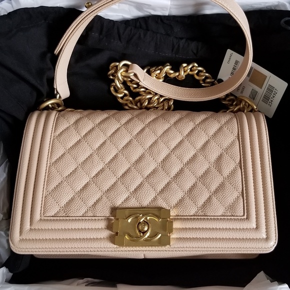 (SOLD) Chanel beige boy bag with GHW - Picture 2 of 8